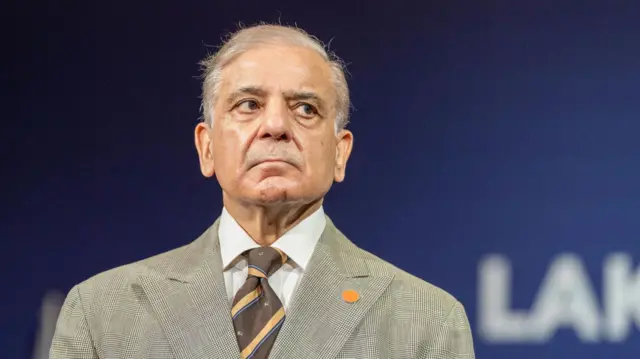Pakistani Prime Minister Shehbaz Sharif wearing a suit.