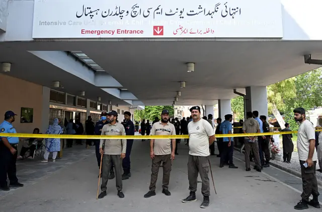 Entrance to maternal and child care ICU at PIMS hospital in Islamabad Pakistan where a fire killed 14 newborns