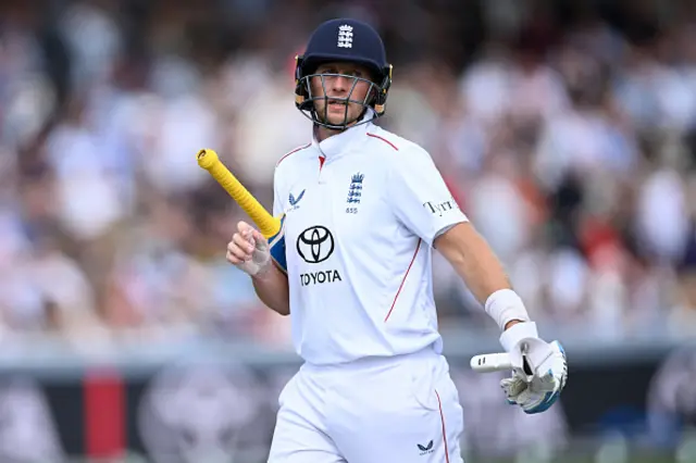 England captain Joe Root leaves the field