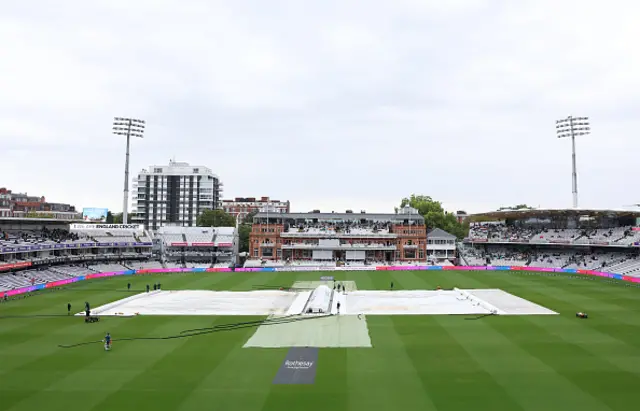 Covers on the wicket at Lord's