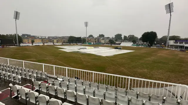 Covers on the field at Chelmsford ahead of Essex v Surrey