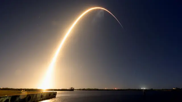 A SpaceX Falcon 9 rocket launches