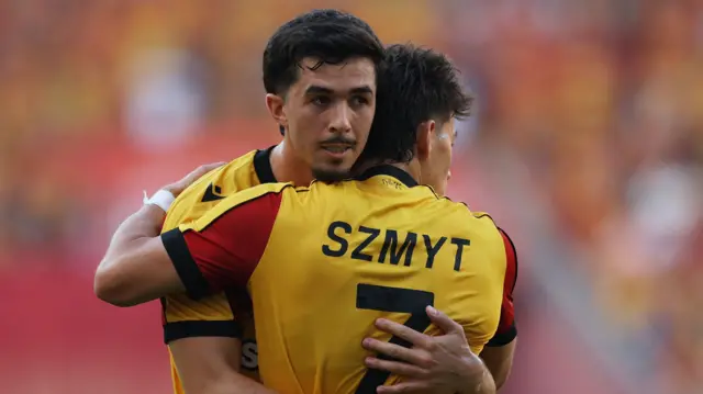 Jagiellonia Bialystok's Kajetan Szmyt celebrates