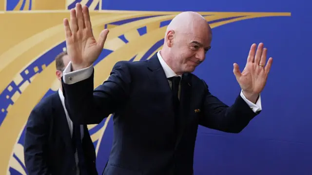 FIFA president Gianni Infantino is seen arriving during the Final - FIFA World Cup 2026 match