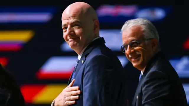 FIFA President Gianni Infantino reacts after being re-elected as FIFA President during the 73rd FIFA Congress at BK Arena on March 16, 2023 in Kigali, Rwanda
