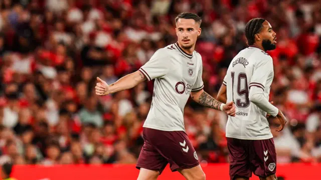 Hearts' Tom Renaud celebrates after scoring to make it 4-1