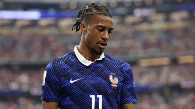 Michael Olise #11 of France reacts during the FIFA World Cup 2026 Semi Final match between France and Spain