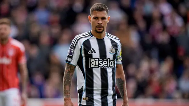 Bruno Guimaraes of Newcastle United looks on during the Premier League match between Nottingham Forest and Newcastle United