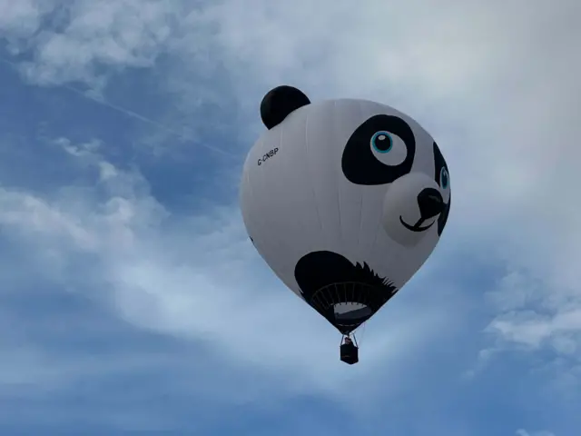 A panda hot air balloon in the sky