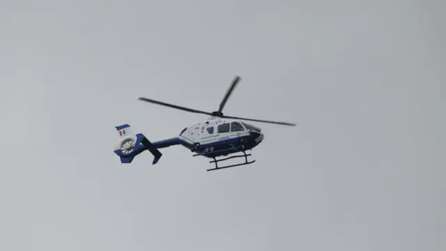Gardaí helicopter above Casement Aerodrome, Baldonnell, where Daniel Kinahan is due to arrive