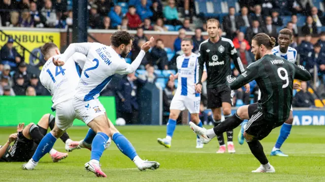 Kasper Hogh scores for Celtic against Kilmarnock