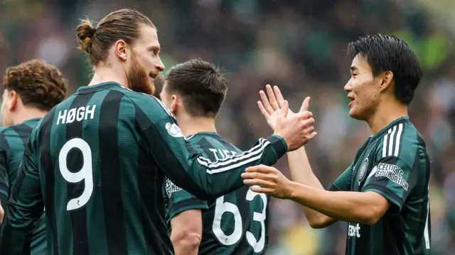 Celtic players celebrating