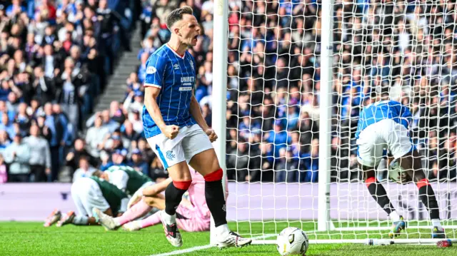 Rangers players celebrating