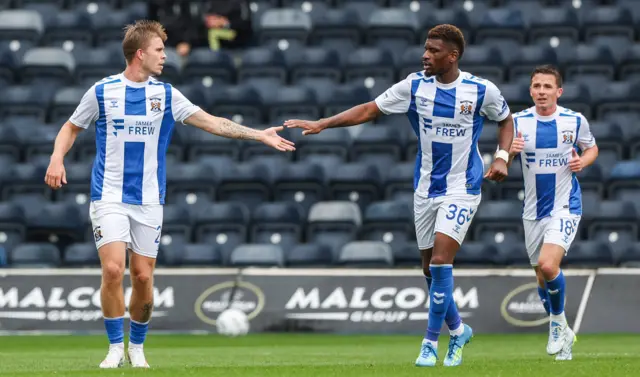Kilmarnock's Michael Schjonning-Larsen celebrates pulling a goal back to make it 4-1