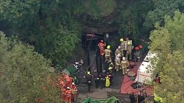 Rescue workers at the mine