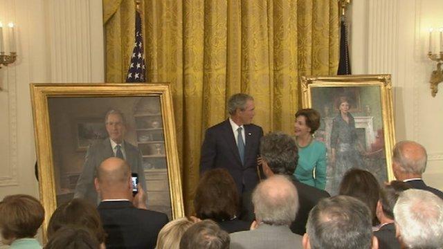 President George W Bush and First Lady Laura Bush at the White House 31 May 2012