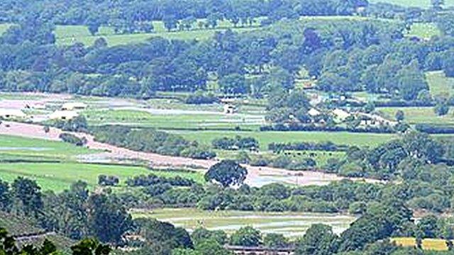 Flooded fields where the Aberystwyth show was due to be held