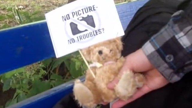 One of the teddy bears allegedly parachuted into Belarus