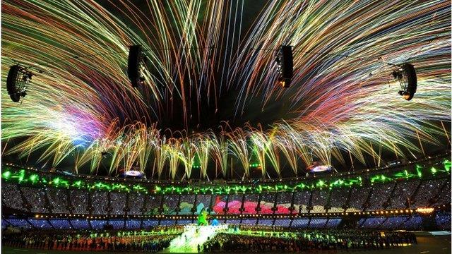 Fireworks at Olympic Stadium