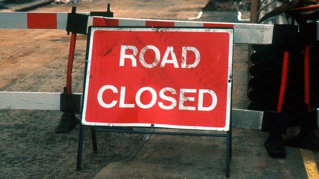 Road closed sign