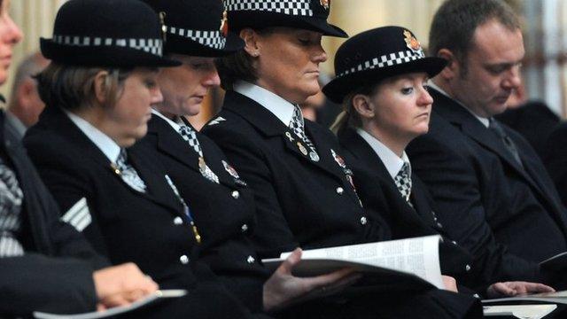 Police officers at memorial service in York