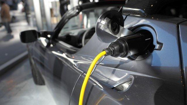 Electric plug in a Tesla Roadster