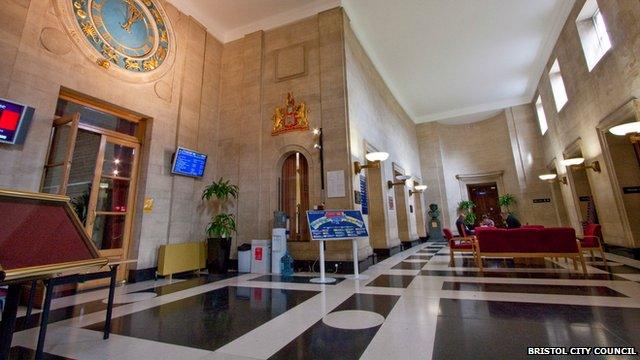 The foyer at Council House, the headquarters of Bristol City Council