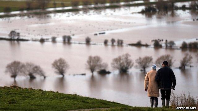 Flooding on the Somerset Levels at Glastonbury