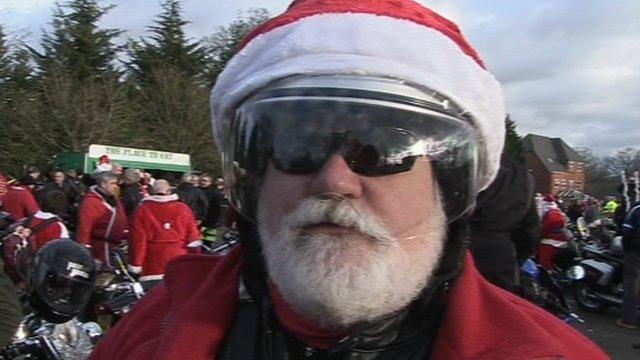 Biker dressed as Santa