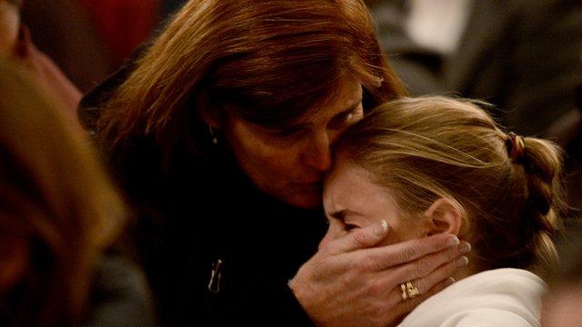 Mourners in Newtown, Connecticut