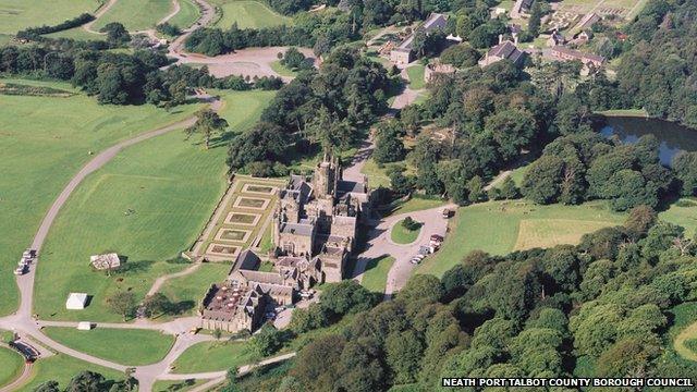 Aerial view of Margam Country Park