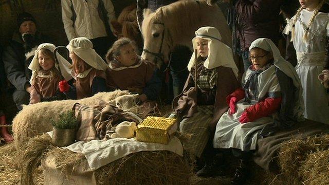 Nativity play with real animals