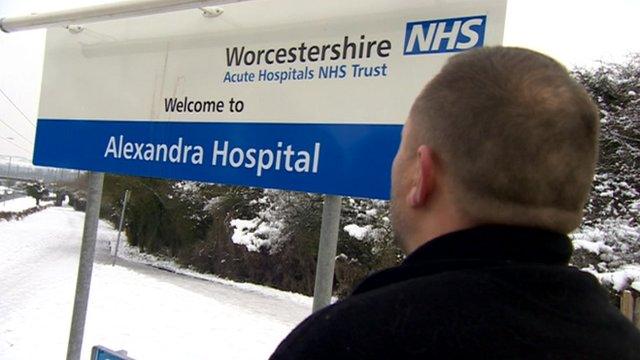 Alexandra Hospital sign in the snow