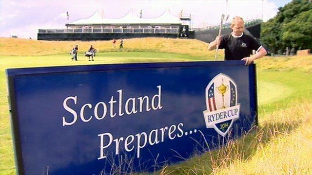 'Scotland prepares' sign is put up at Gleneagles