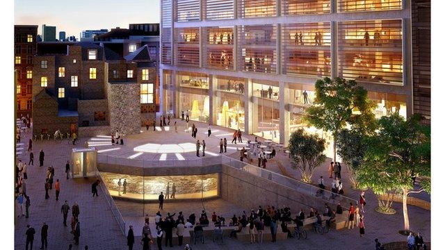 An image of the proposal for the site of Shakespeare's Curtain Theatre in Shoreditch