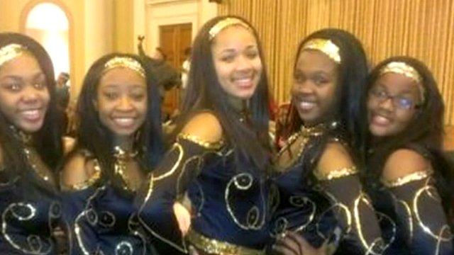 Hadiya Pendleton (centre) with her friends, preparing for President Obama's inauguration