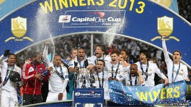 Swansea celebrate their historic win