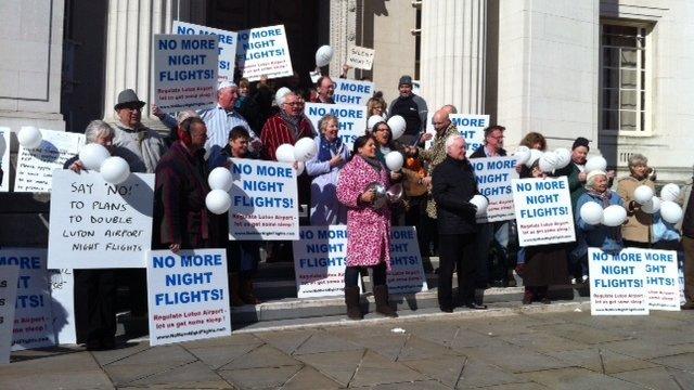 Protesters outside Luton Town Hall