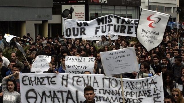 Protesters in Nicosia