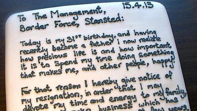 Mr Cake's resignation 'letter'