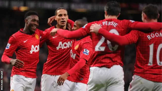 Manchester United players celebrate