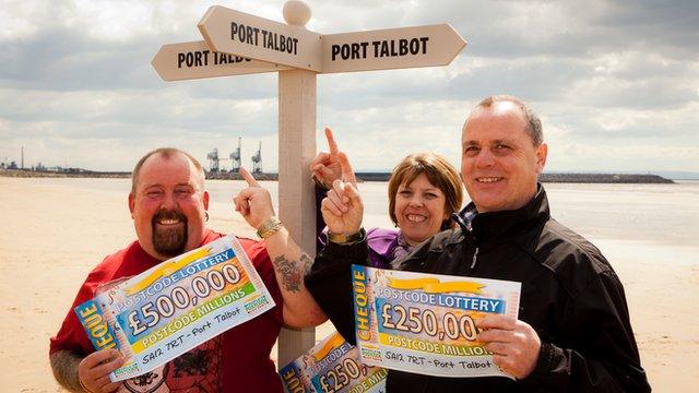 Peter Summers, Sarah Edwards and Jeff Davies who have won £1m with People's Postcode Lottery