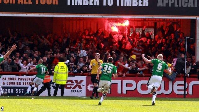 Doncaster fans celebrate