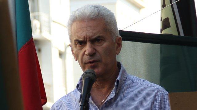 Volen Siderov, leader of Bulgarian nationalist party Ataka, at a rally