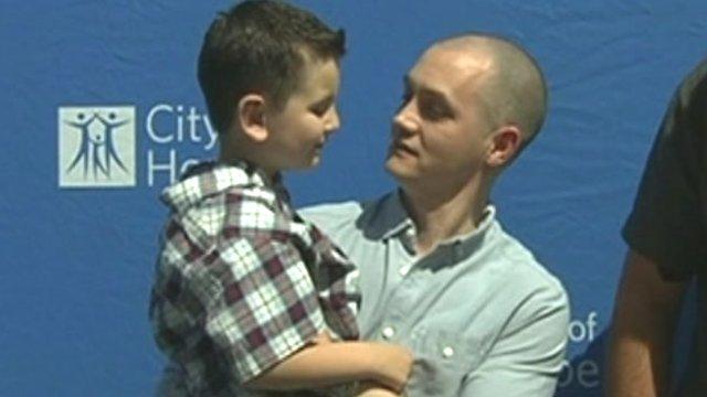 Barry Crackett and his bone marrow recipient