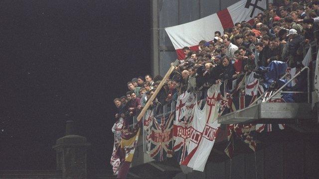 Missiles thrown from the West Stand