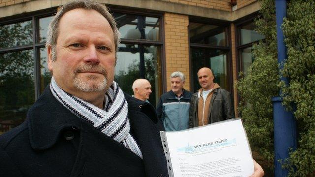 Sky Blues Trust members deliver a letter for Paul Appleton