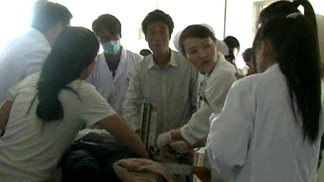 Nursing staff treating the injured