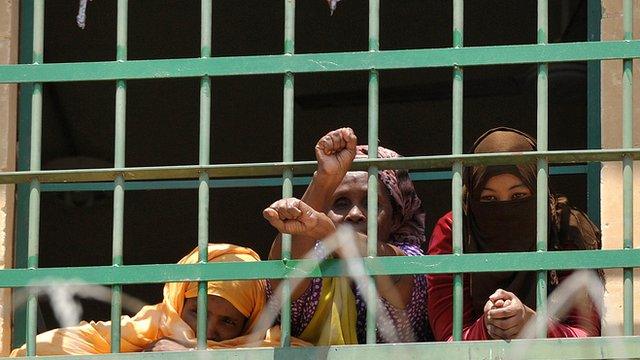 Migrants in detention at Lyster Barracks in Malta, 19 Jul 13