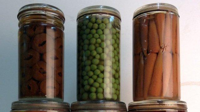 Jars of fruit and vegetables